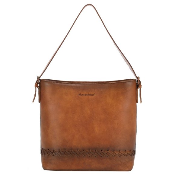 Montana West Handbags - NIB Montana West Genuine Leather Collection Concealed Carry Hobo in Brown